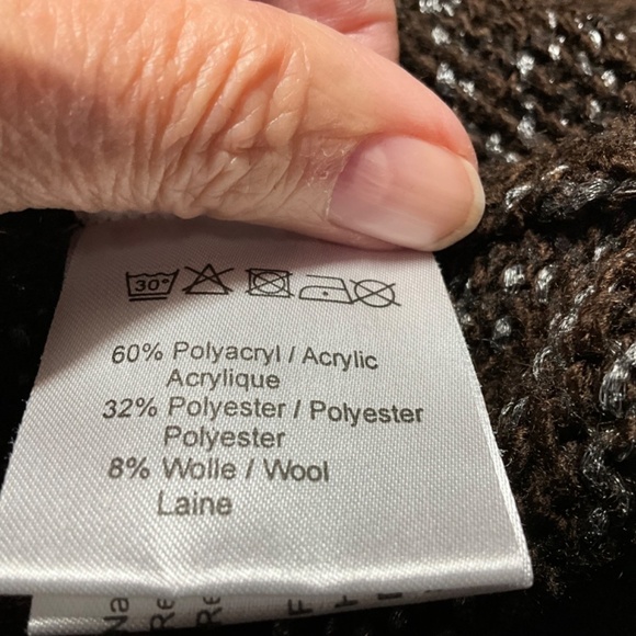 CRISCA Poly Acrylic Wool Blend Long Sleeve Button Front Brown Cardigan US Sz L - Picture 7 of 9